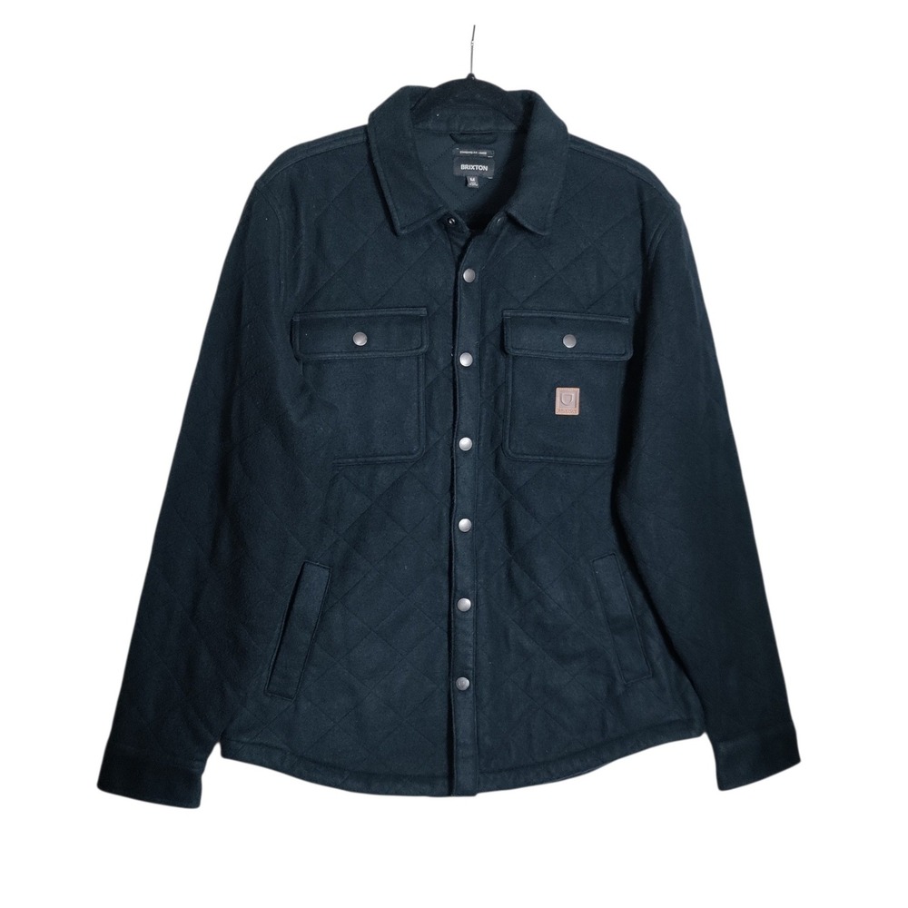 Brixton Cass Quilted Shirt Jacket Mens MediumBlack Snap Front Padded